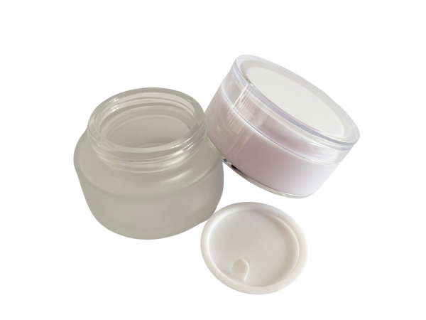 Frasco chato de Vidrio emp. 30ml Tapa Blanca